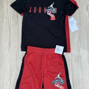 Jordan Black and Red Graphic Tee and Shorts